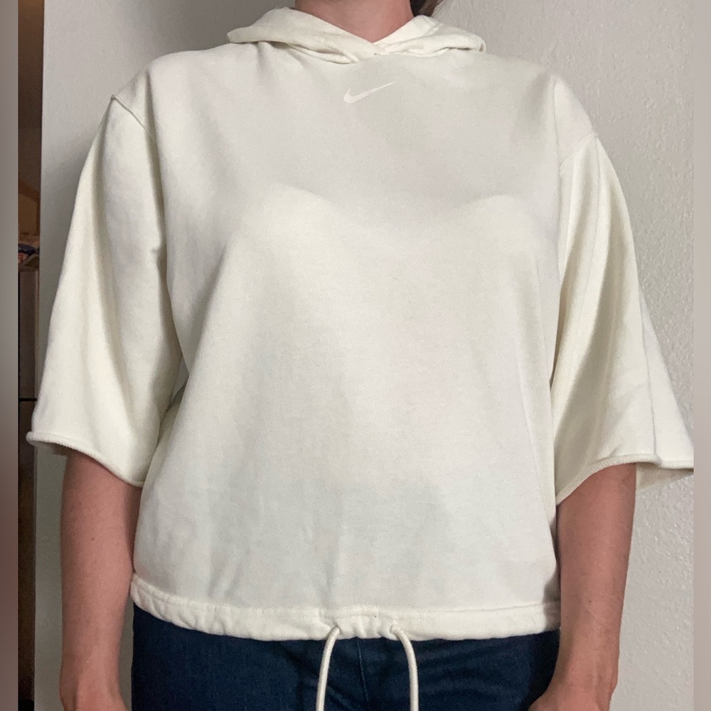 Nike Icon Clash Cream Boxy Sweatshirt with Tie Front Size Small